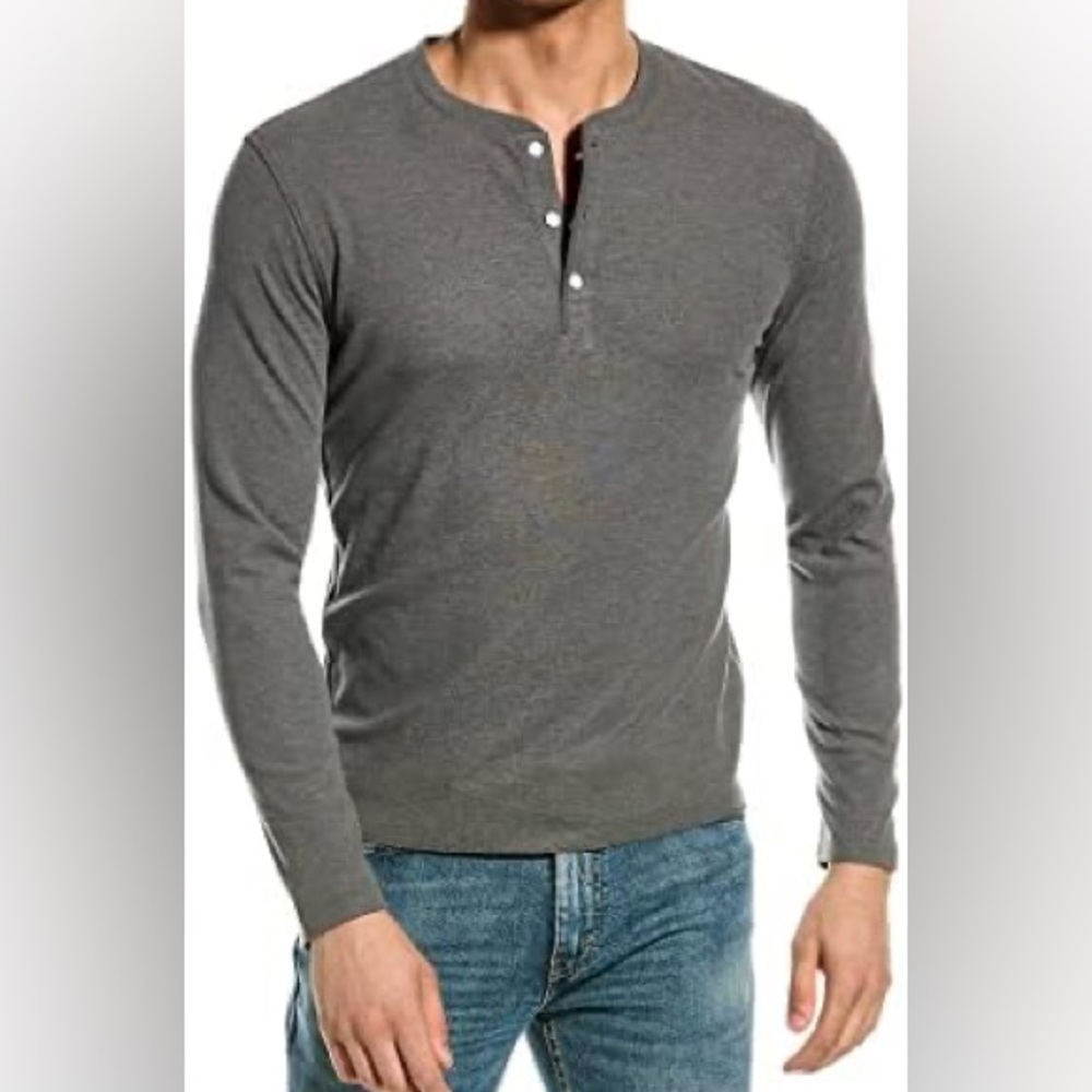 Men's Grey Waffled Henley (Medium)